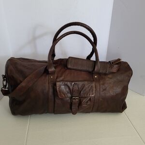 Brown Leather Large Duffle Bag Weekender Overnight Travel